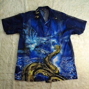 Phoenix & Boa Battle Blue Mesh Shirt Size Large